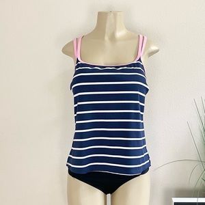 LIZ CLAIBORNE WOMAN | Navy And Pink Plus Size Tankini Top Sz 20W